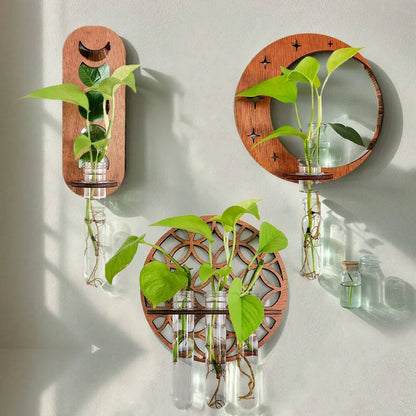 Wooden Moon Wall Planter
