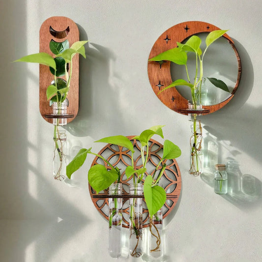 Wooden Moon Wall Planter