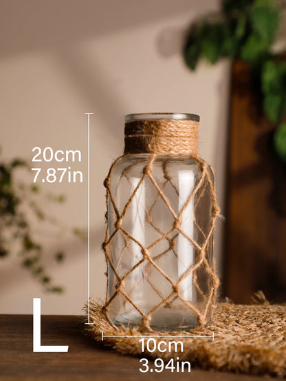 Glass Vase with Woven Hemp Rope