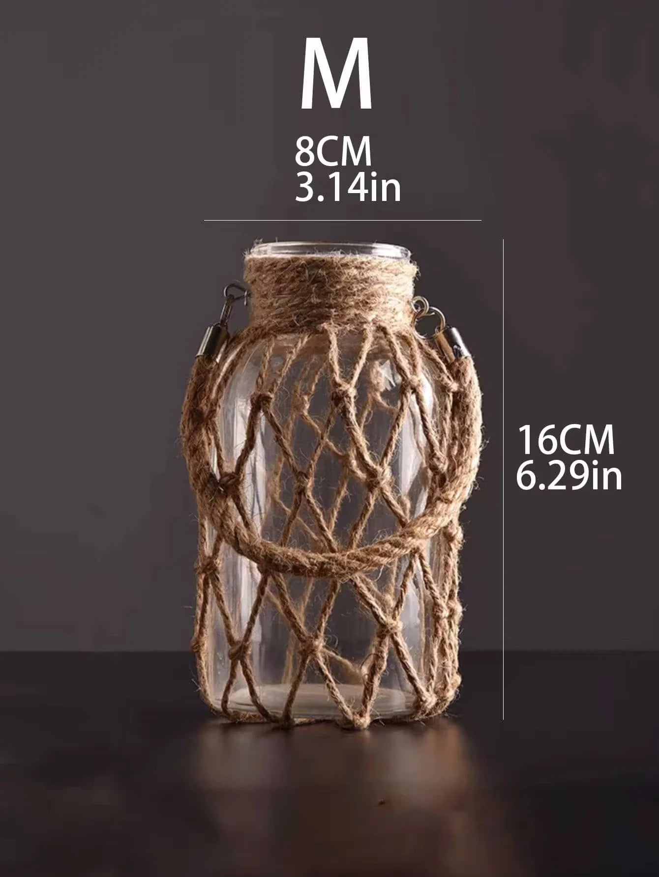 Glass Vase with Woven Hemp Rope