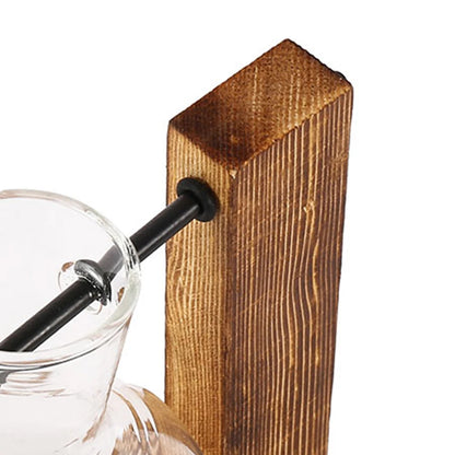 Glass Planter Vase with Wooden Stand