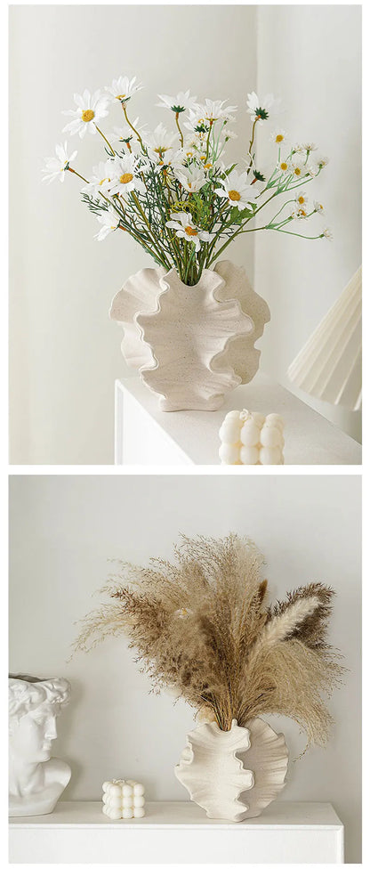 Beige Matte Container for Flower Pampas