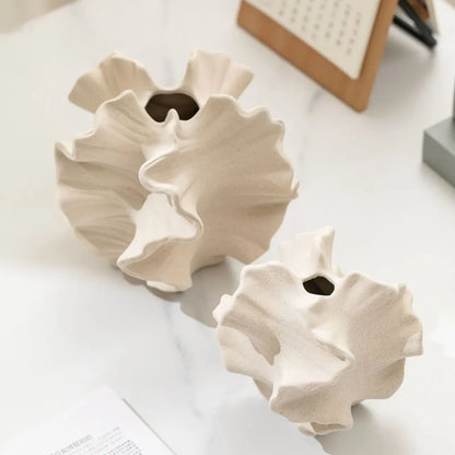 Beige Matte Container for Flower Pampas