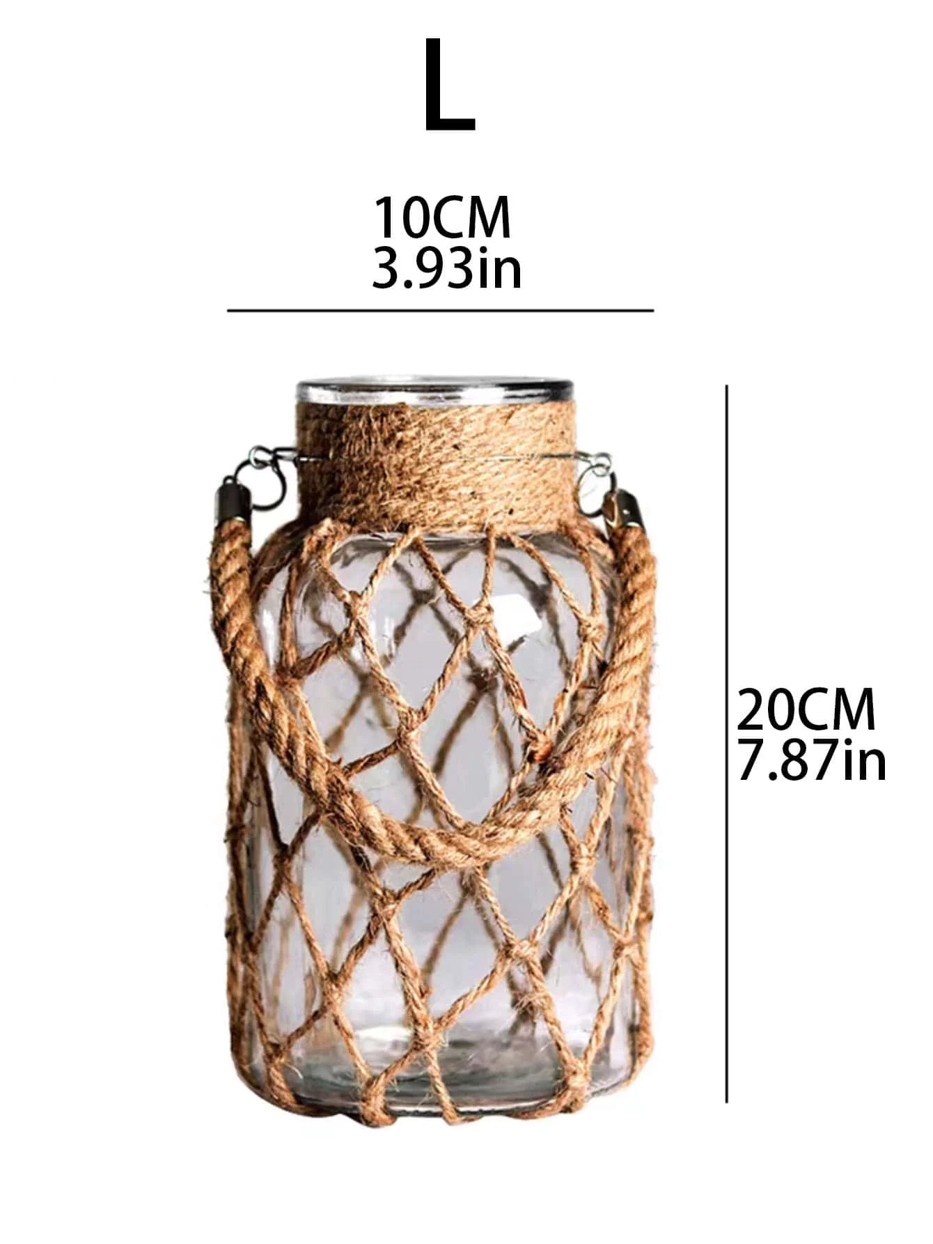 Glass Vase with Woven Hemp Rope