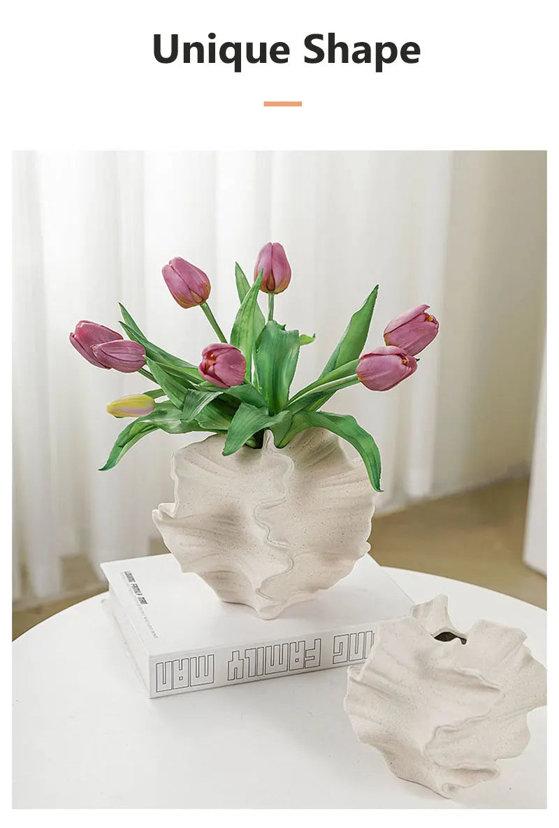 Beige Matte Container for Flower Pampas