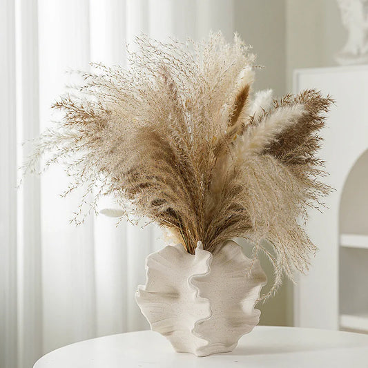 Beige Matte Container for Flower Pampas