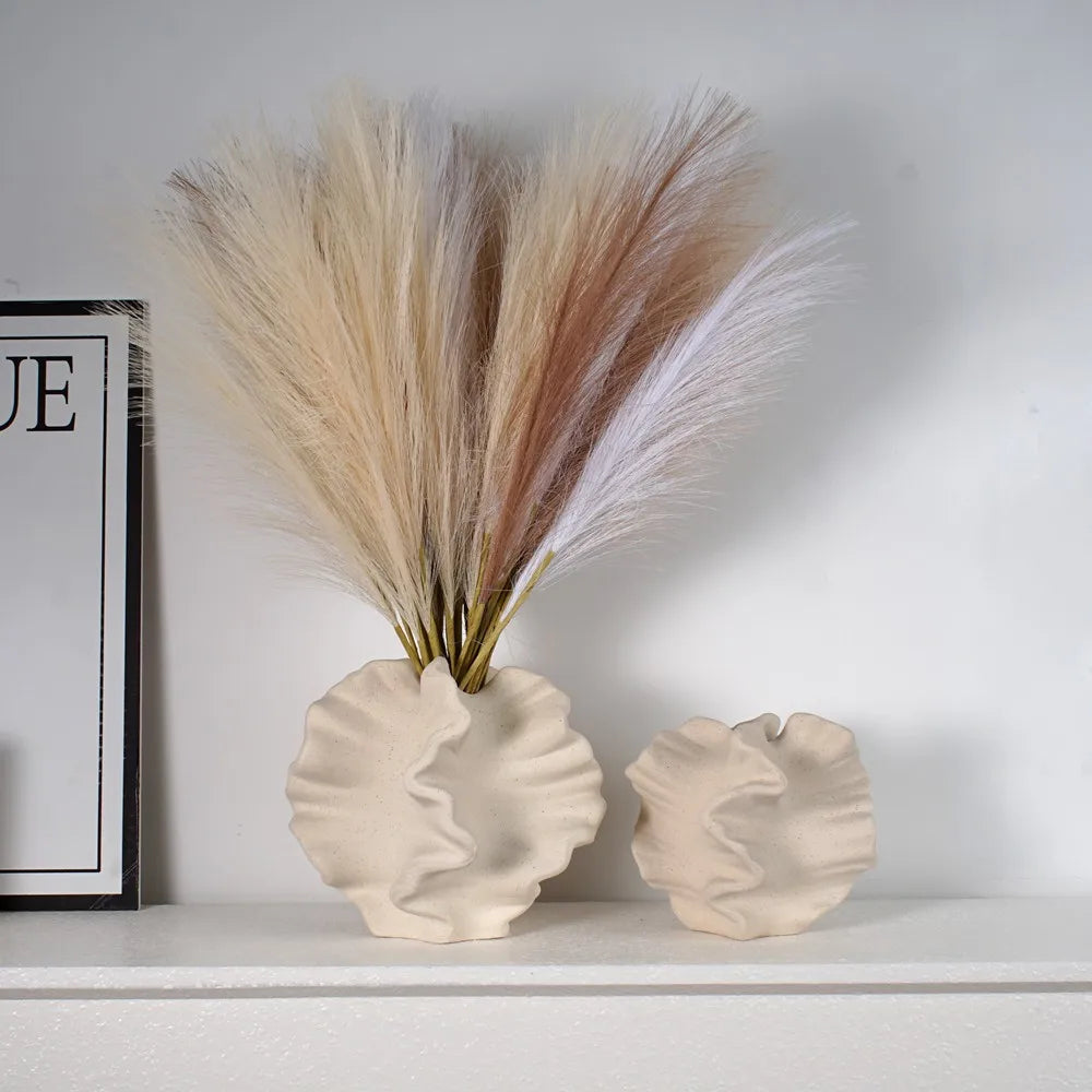 Beige Matte Container for Flower Pampas