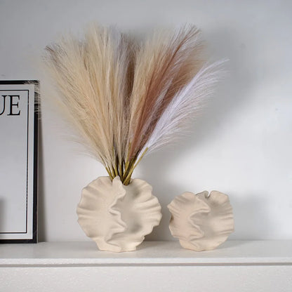 Beige Matte Container for Flower Pampas